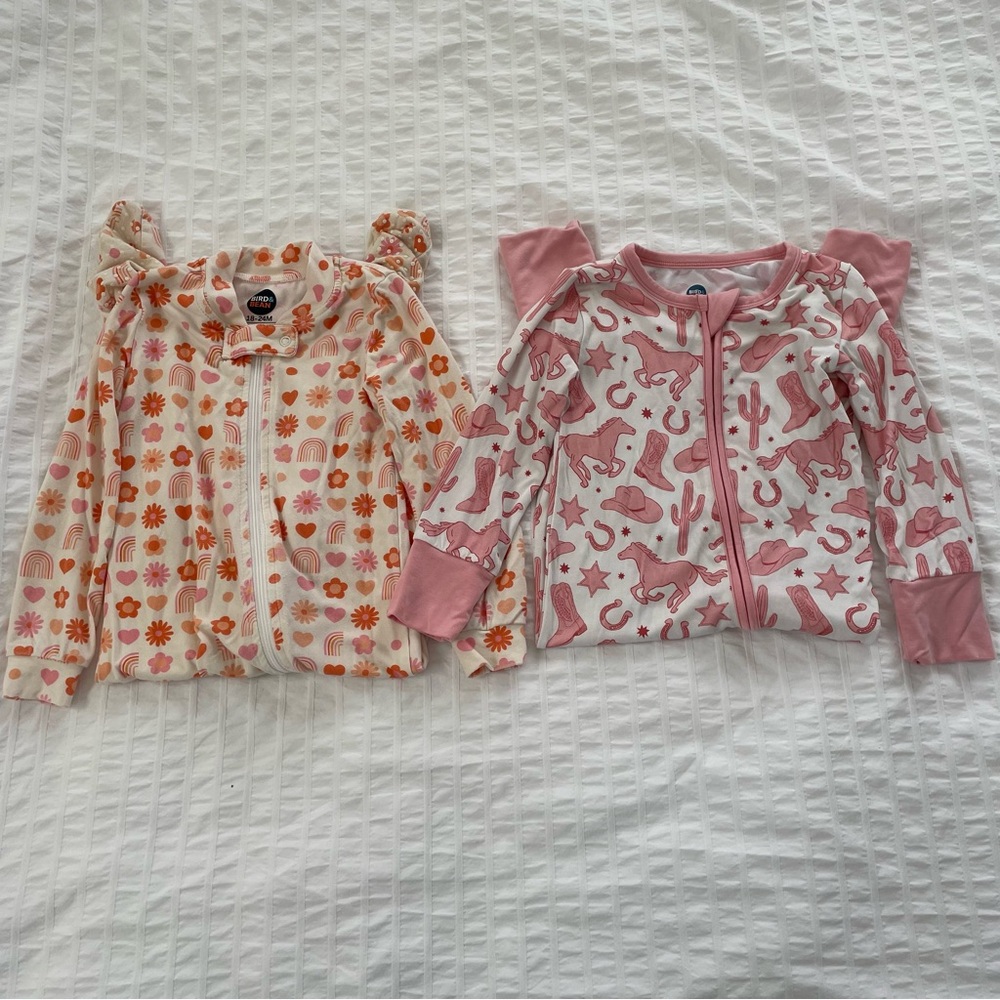 Bird & Bean Bamboo Viscose One Piece Pajama Romper Bundle